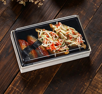 Emballage alimentaire pour sushis biodégradable personnalisé, boîte rigide en papier kraft pour charcuterie à emporter avec couvercles en plastique