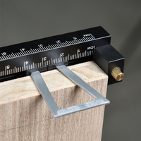 Règle de traçage industrielle mobile en alliage d'aluminium à queue de pie, portée de mesure 350 mm, rapport 1:4-9, outil de menuiserie DIY, support ODM/OEM, noir