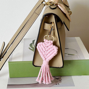 <span class=keywords><strong>Porte</strong></span>-clés en forme de cœur fait main 2026, tissage bohème, <span class=keywords><strong>porte</strong></span>-clés en forme de cœur, pendentif pour sac, <span class=keywords><strong>porte</strong></span>-clés en coton, macramé pour amoureux - Product Image 3