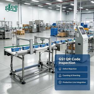 Máquina de inspección visual de códigos QR de alta velocidad con consola HMI y rechazo de piezas para la trazabilidad de bolsas de productos químicos en líneas de producción diarias - Product Image 1