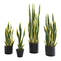 Grande plante verte artificielle en pot avec lanule de queue de tigre à bord doré simulé pour affichage de fenêtre, aménagement paysager, article décoratif