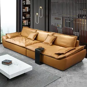 MOONTOP Neues individuelles Segelsofa italienisches mattiertes modernes Sofa Leder breite Sitzmöbel tiefes Latex Sofas und Couch