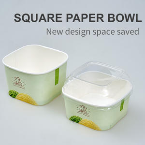 Bicchiere di Carta Biodegradabile Quadrato a Parete Singola con Coperchio, Nuovo Stile, Vendita all'Ingrosso per Biscotti, Torte, Gelati, Hamburger - Product Image 2