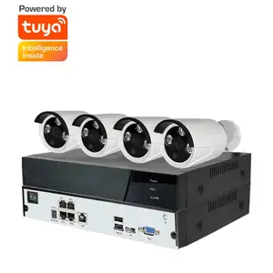 Waterproof IP66 Video Surveillance System TUYA app H.265 2MP CCTV Security Camera System 4CH POE NVR camera kit