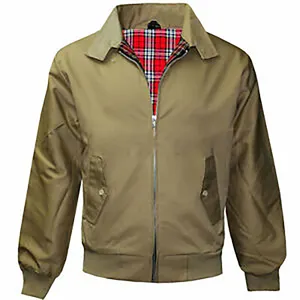 Custom High Quality Trendy Tartan Lined Twill Cotton Harrington College Slim-Fit Tartan Men's Classic Vintage Bomber Jacket