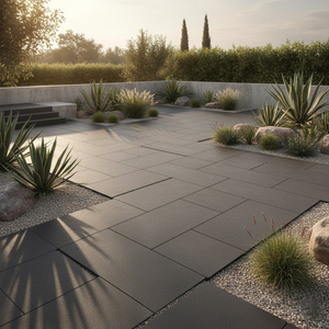 Nouvelle conception de carreaux noirs pour <span class=keywords><strong>sol</strong></span> extérieur de jardin, <span class=keywords><strong>pas</strong></span> chers, 60x60, noir mat, antidérapants, en porcelaine, 600x600x20mm - Product Image 4