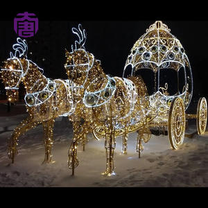 Grandes lumières LED 3D d'extérieur en forme de calèche tirée par des chevaux, nouvelle conception, IP65, pour décorations de Noël et d'Halloween - Product Image 2