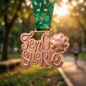 Médaille personnalisée trèfle porte-bonheur pour la Saint-Patrick, vente en gros d'usine, médaille de récompense sportive 3D en alliage de zinc pour course 5K - Product Image 1