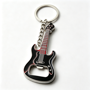 Porte-clés en alliage de zinc et acier inoxydable en forme de guitare, logo personnalisé, finition polie, émail, souvenir de festival de musique et concert - Product Image 6