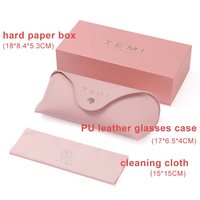 Venta caliente clásico logotipo personalizado gafas de sol casos Rosa PU cuero gafas caso caja conjunto con buen precio