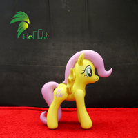Si Adorable Cheval Poney Gonflable Jaune en PVC Souple, Figurine de Dessin Animé et Anime