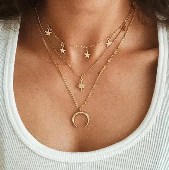 Luolywu — collier ras du cou plaqué or, breloque en forme de lune et d'étoile, ras du cou, cadeaux pour femmes et filles
