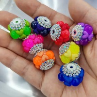 Perles acryliques néon brillantes de 20 mm avec garniture en cristal, perles à grand trou pour stylos et porte-clés, kit de perles colorées pour bricolage, accessoires.
