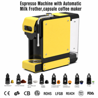Machine à café expresso 9 en 1, 19 bars de pression, compatible avec les capsules Nespresso, Dolce Gusto, K Cup, café moulu