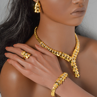 Ensemble de bijoux éthiopien plaqué or, ensembles de bijoux africains, boucles d'oreilles/bague/collier en or, Érythrée/Habesha, mariage pour femmes