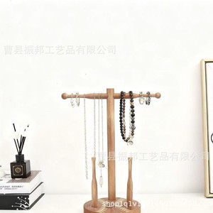 Wooden Jewelry Organizer Desktop Necklace Rack Solid Wood Storage Display <b>Stand</b> For Home Decor - Product Image 1