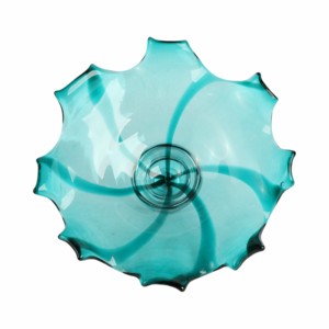 Ciotola Decorativa in Vetro Soffiato Artigianale Turchese con Bordo Nero, Centrotavola per Tavolino da Caffè, Soggiorno, Arredamento Casa - Product Image 5