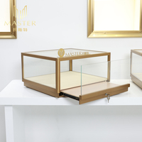 Vitrina de Joyería de Vidrio para Mostrador de Tienda Minorista MASTER Premium, de Grado Comercial, con Marco Dorado, Cerradura Antirrobo, Gabinete de Joyería OEM