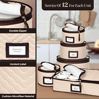 Ensemble de 5 boîtes de rangement matelassées en microfibre avec séparateurs pour vaisselle, assiettes, tasses, verres et rangement quotidien