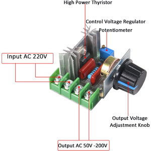 2000W 25A PWM Motor Speed Control Module <b>Dimmer</b> Speed Regulator AC 50-220V Adjustable Voltage Regulator with Speed Control Knob - Product Image 5