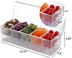 4/5 kompartemen nampan penghias bening server bumbu dingin dengan tutup untuk Bar OEM grosir penyimpan makanan bawah es transparan - Product Image 1