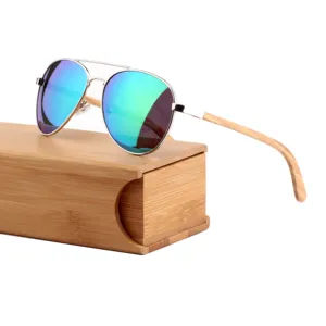 Personalizado grabado plano piloto madera de la cebra de gafas de sol polarizadas