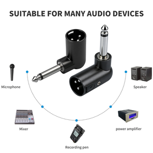 Adaptador de Áudio de 90 Grados, Conector XLR Macho de 3 Pines <span class=keywords><strong>a</strong></span> TS de 1/4" / 6.35 mm, Adaptador de Audio No Balanceado <span class=keywords><strong>para</strong></span> Micrófono y Mezcladora - Product Image 2