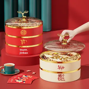 Elk Multi-layer Candy Storage Box Sala Mesa De Café Placa De Frutas Secas Tampa Compartimentada Casamento Frutas Doces Festivo Novo - Product Image 1