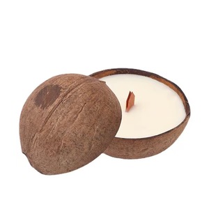 <span class=keywords><strong>Bougie</strong></span> en coquille de noix de coco quantité minimale de commande basse avec mèche en bois <span class=keywords><strong>bougie</strong></span> bol de noix de coco avec divers parfums Logo personnalisé - Product Image 1