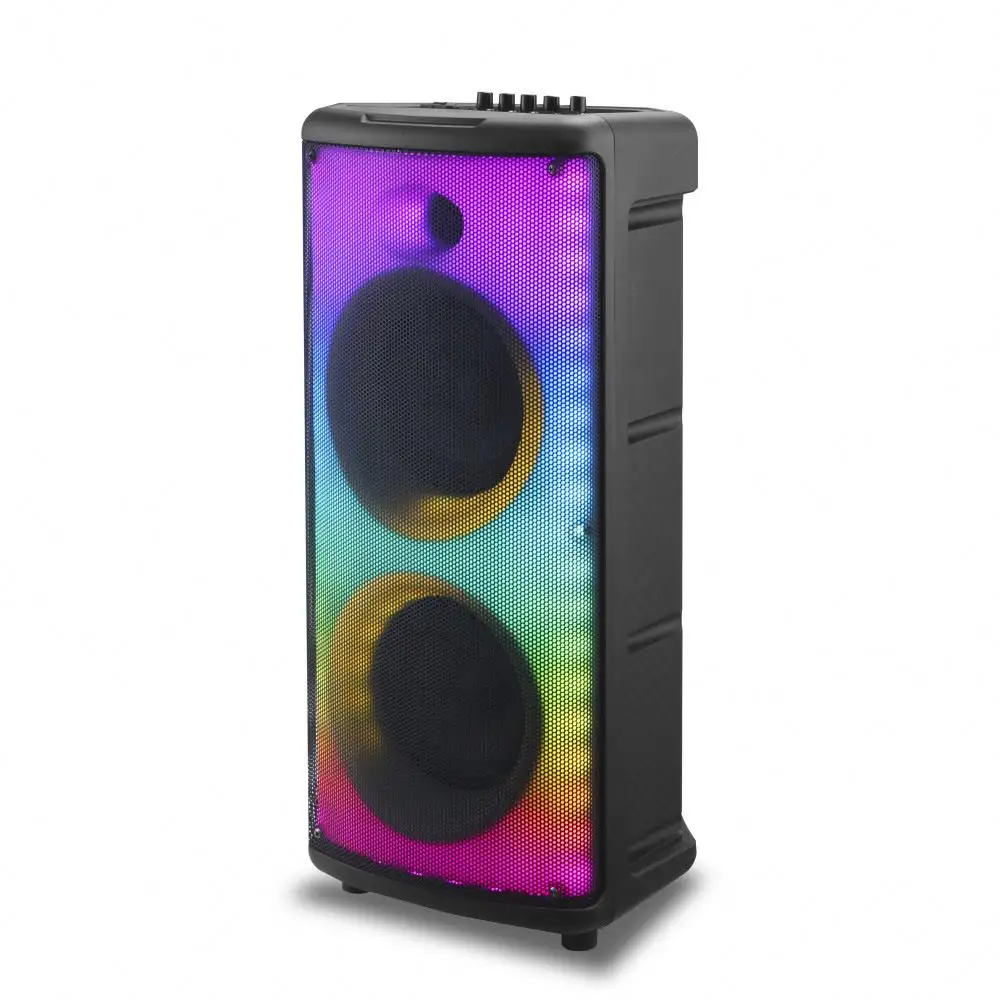 Draagbare Klankkast Dubbele 6.5Inch Batterij Pa Audio Party Speaker Dj Met Flame Lights