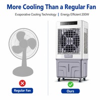 Enfriador de Aire Evaporativo con Control Remoto FJ-1120DLR, Fabricante, 8000 CMH, Tanque de Agua de 60L, 200W, Suministro Directo de Fábrica en China, Venta al Por Mayor