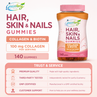 Gummies de Collagène et Biotine Marque Blanche GMP, Formule Personnalisée OEM ODM, Supplément Agrumes Tropicaux, Vente en Gros Direct Usine