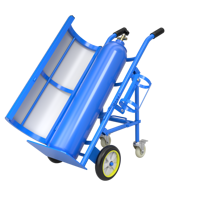 Chariot à bouteilles cylindriques pour hôpital Chariot à bouteilles à cylindre simple et double Chariot à bouteilles de gaz à main Sécurité avec couvercle