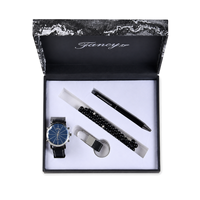Coffret Cadeau Pratique pour Homme en Cuir PU Marron, Portefeuille, Montre, Stylo, Porte-clés, Kit Souvenir Personnalisé pour Employés - Vente Chaude