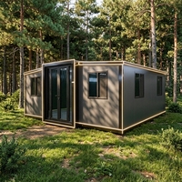 Casa Contenedor Expandible ZhuDuo con Tira de Luces LED, Diseño Transpirable, Estilo Moderno, Puerta Doble de Vidrio para Glamping y Camping