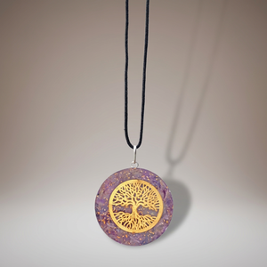 Pendentif Rozna Crystals en améthyste gravé, motif <span class=keywords><strong>arbre</strong></span> <span class=keywords><strong>de</strong></span> <span class=keywords><strong>vie</strong></span>, thème amour, artisanat fait main en pierre semi-précieuse - Product Image 2