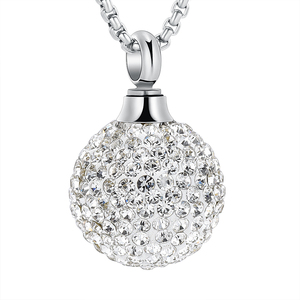 IJD8865 2024 popular Bola de lámpara cubierta de piedras de acero inoxidable joyería de cremación personaje hueso ceniza estante recuerdo - Product Image 1