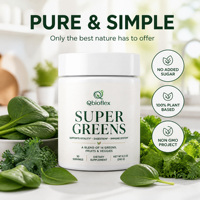 Poudre de boisson santé verte Qbioflex en marque privée, mélange de fruits et légumes pour le soutien digestif et immunitaire, poudre de super-aliments verts
