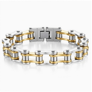 Pulsera de Moda en Oferta, Estilo Rock Moderno, Pulsera de Acero de Titanio con Cadena de Motocicleta Individualista para Hombre - Product Image 4