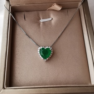Hot Style Exquisite Jewelry Eco-friendly Copper Silver Plated Heart Cut Green Cubic Zirconia Heart Jewelry Set for Women - Product Image 2