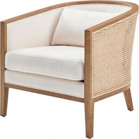 Fauteuil d'appoint en lin Tillman avec rotin et bois d'ingénierie - Meubles de salon pour la maison