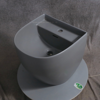 Lavabo monobloc de haute qualité à montage mural évier de navire blanc rond en céramique lavabo suspendu avec demi piédestal