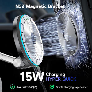 Support de <span class=keywords><strong>chargeur</strong></span> de voiture sans fil 15W à charge rapide avec aimant puissant N52 pour téléphone portable - Product Image 5