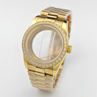 Cassa per Orologio in Oro Rosa da 36mm con Diamanti, Compatibile con Movimento NH35 NH36, Vetro Zaffiro, Fondello Trasparente, Accessori per Orologi Meccanici
