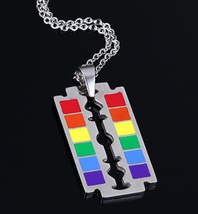 2023 Arco Iris amigos joyería Lgbt orgullo Gay collar hoja de afeitar Collar para hombre - Product Image 5