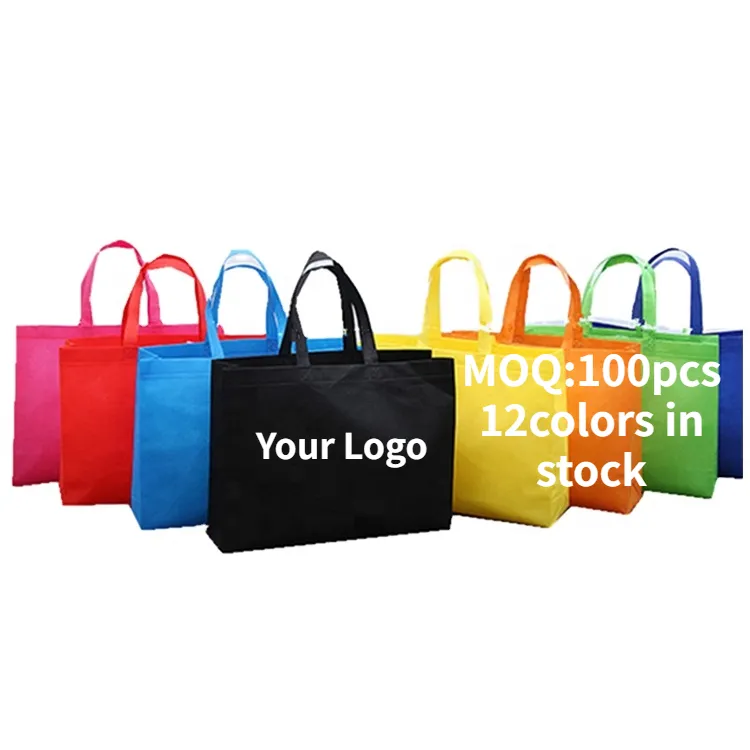 Eco-friendly Cheap Big Promotional Printed Grocery Tote Non Woven Shopping Hand Bags Reusable