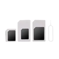 Adaptador de tarjeta Nano SIM 4 en 1 Adaptador micro SIM con paquete minorista de llave de expulsión de PIN para iPhone 5/6/6S/Samsung