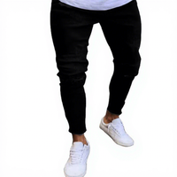 Pantalon crayon noir pour homme, coupe droite, taille haute, poids moyen, 100% coton, écologique, séchage rapide, style décontracté, grande taille, style jogger