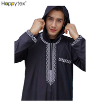 Nouvelle Robe Arabe de Haute Qualité pour Hommes du Moyen-Orient, Douce et Lisse, Noire et Blanche, Robe Musulmane d'Hiver avec Capuche Brodée