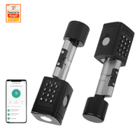 Serrure de porte intelligente à cylindre réglable TUYATTL avec empreinte digitale, en alliage d'aluminium, pour porte en bois, anti-regard indiscret, compatible WiFi, pour maison et bureau